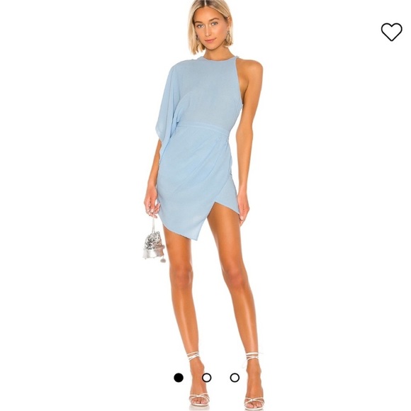 Michael Costello x Revolve Sky Blue One Shoulder Mini Dress | NWT - Picture 1 of 9